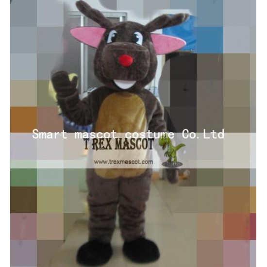 Red Nose Deer Mascot Costume Adult Deer Costume