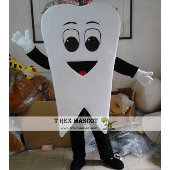 Adult Happy White Tooth Mascot Costume