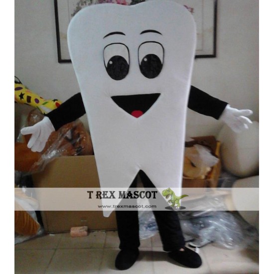 Adult Happy White Tooth Mascot Costume