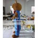 Brown Teddy Bear In A Blue Cloak Mascot Costume Adult Bear Mascot