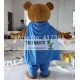 Brown Teddy Bear In A Blue Cloak Mascot Costume Adult Bear Mascot