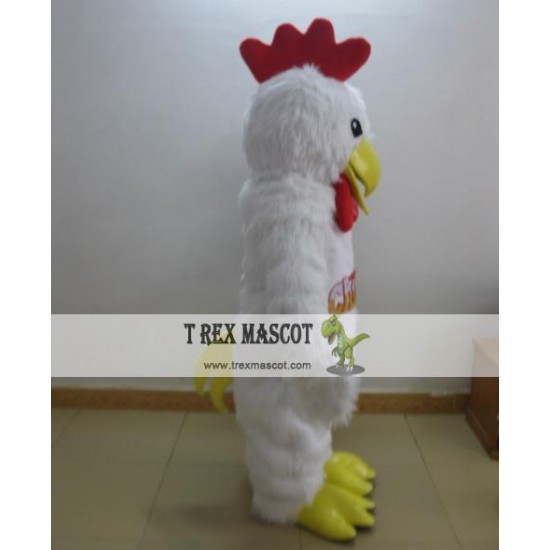 Adult White Furry Chicken Rooster Mascot Costume