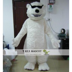 Cool Polar Bear Mascot Costume For Adult With Black Sunglassess