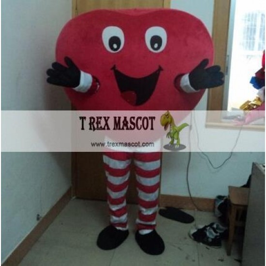 Adult Red Heart Mascot Costume