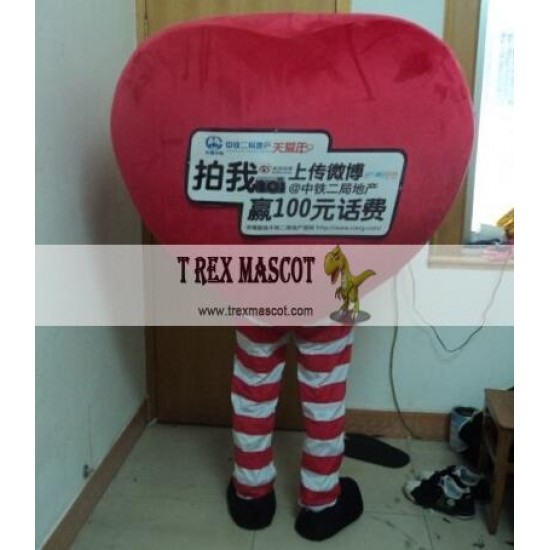 Adult Red Heart Mascot Costume