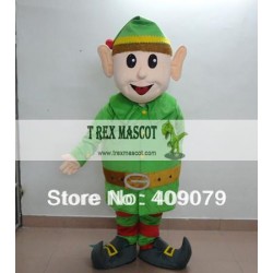 Green Christmas Elf Mascot Costume For Adults