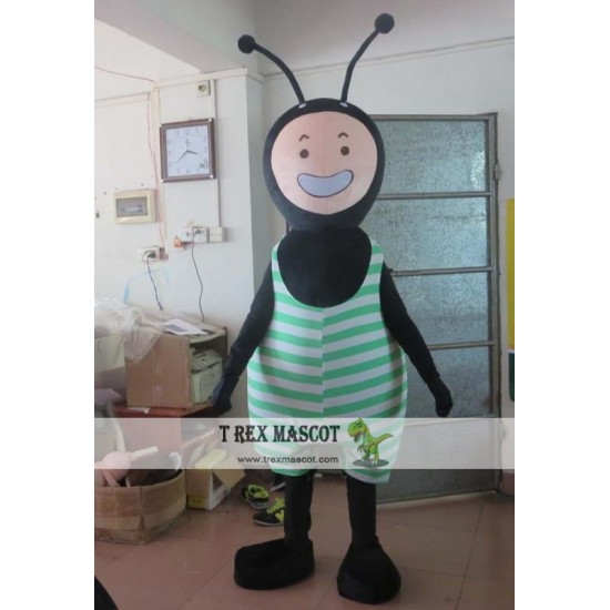 Adult Black Ant Mascot Costume In Red/Green