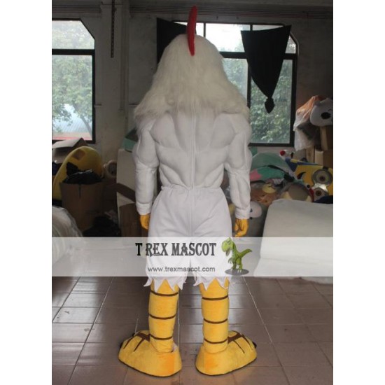 Eva Chicken Mascot Costume Easy Wearing Adult Muscle Chicken Mascot Costume