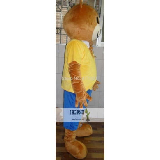 Bear Wearing A Yellow T-Shirt Mascot Costume Adult Bear Mascot