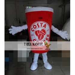 Red Colour Coffee Cup Mascot Costume For Adults Cup Mascot