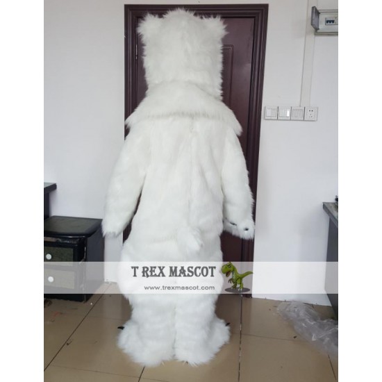 Realistic Furry White Polar Bear Mascot Costume For Adults