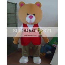 Teddy Beared A Red Waistcoat Mascot Costume Adult Teddy Bear Mascot