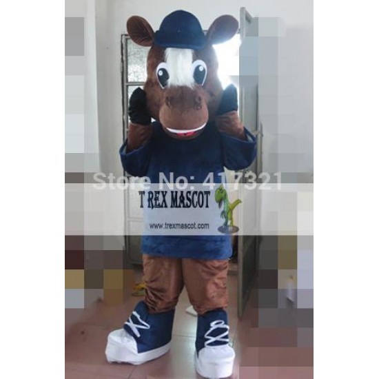 Coffee Horse Mascot Costume Adult Horse Mascot