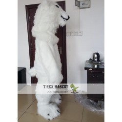 Realistic Furry White Polar Bear Mascot Costume For Adults