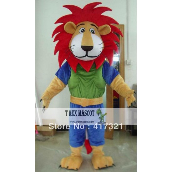 Short Plush Red Hair Lion Costume For Adults Lion Mascot Costume