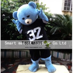 Black Shirt Blue Bear Mascot Costume Adult Bear Costume