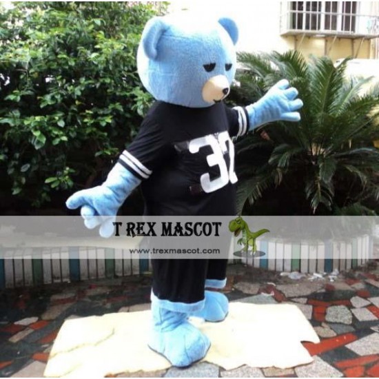 Black Shirt Blue Bear Mascot Costume Adult Bear Costume