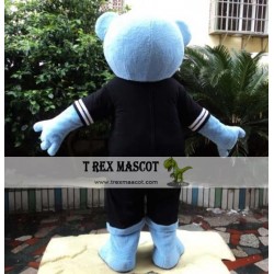 Black Shirt Blue Bear Mascot Costume Adult Bear Costume