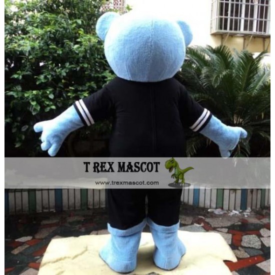 Black Shirt Blue Bear Mascot Costume Adult Bear Costume