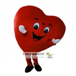Red Heart Of Adult Mascot Costume Heart Mascot Costume