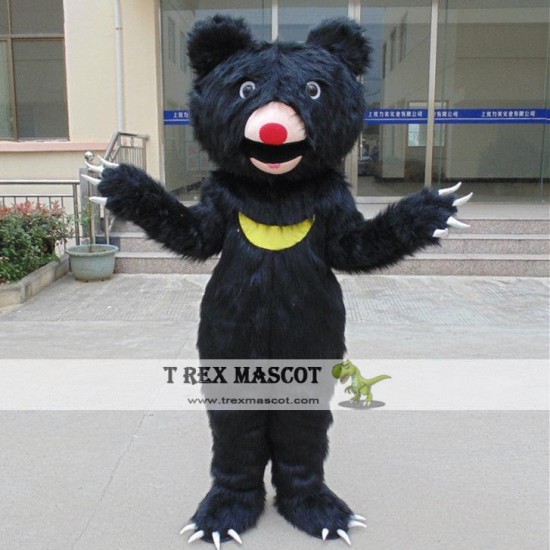 Long Fur Black Bear Mascot Costume