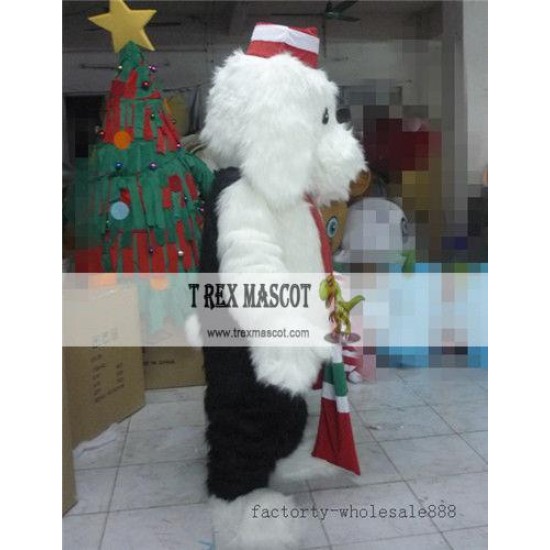 Long Fur white Dog Mascot Costume