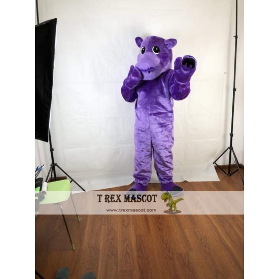 Purple Hippo Mascot Costume Adult