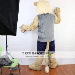 Sport Beige Lion Mascot Costume Adult