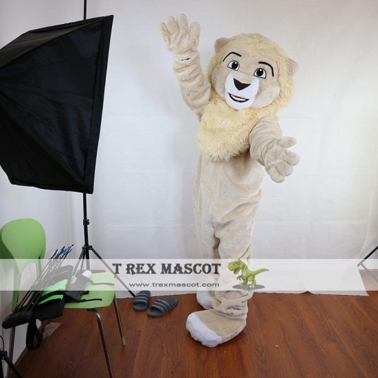 Beige Lion Mascot Costume Adult