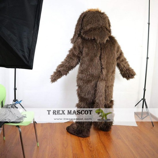 Brown Long Hairy Dog Mascot Costume Adult