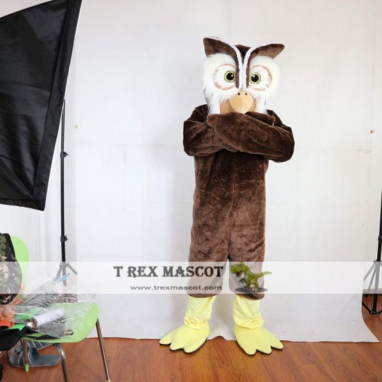 Brown Owl Mascot Costume Adult