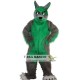 Long Hair Green Wolf Mascot Costume Adult