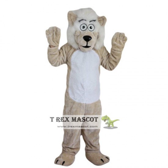 Beige Lion Beard Moustache Mascot Costume Adult