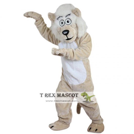 Beige Lion Beard Moustache Mascot Costume Adult