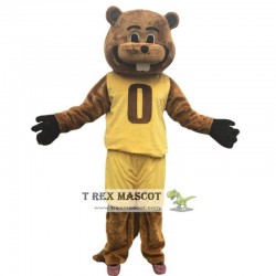 Sport Yellow Brown Beaver Mole Mascot Costume Adult