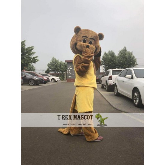 Sport Yellow Brown Beaver Mole Mascot Costume Adult