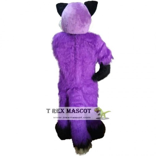 Long Hair Purple Wolf Mascot Costume Adult