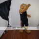 Sport Brown Leopard Mascot Costume With Black Coat