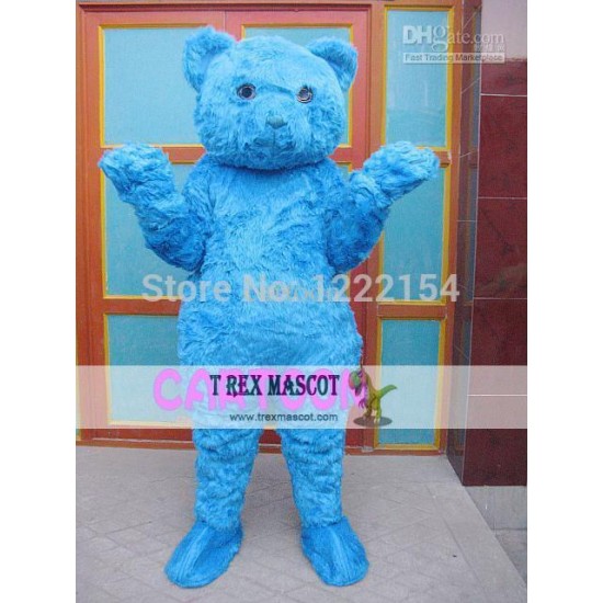 Adult Plush Blue Bear Mascot Costume