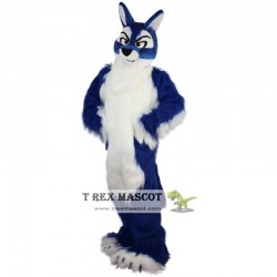 Long hair blue Wolf Mascot Costume