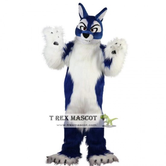 Long hair blue Wolf Mascot Costume