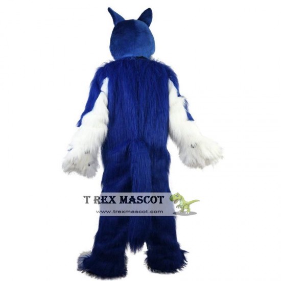 Long hair blue Wolf Mascot Costume