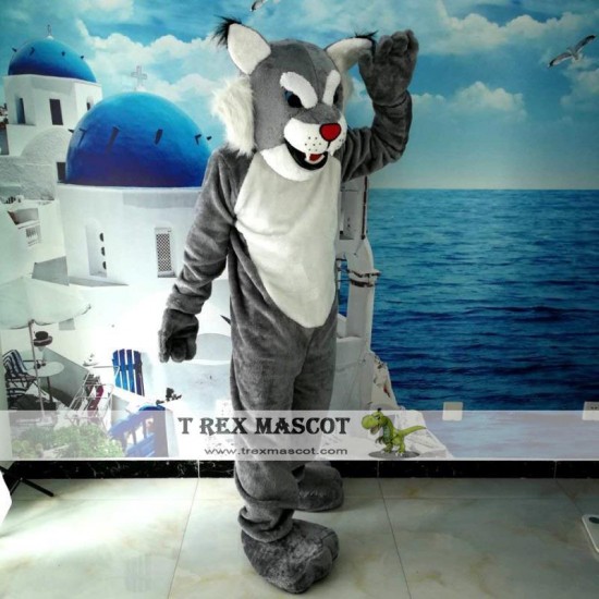 Grey Wildcat Mascot Costume