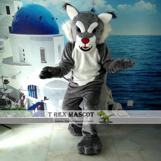 Grey Wildcat Mascot Costume