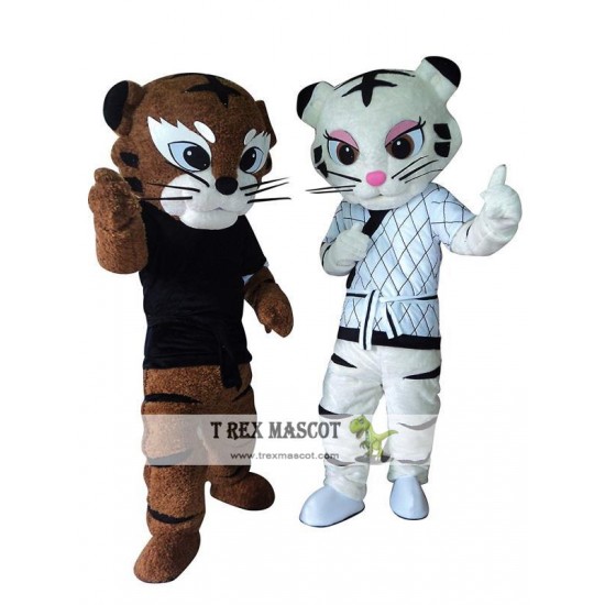 Kung Fu Judo Tiger Tigress Cartoon Mascot Costume