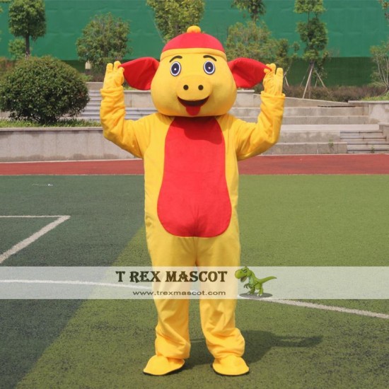 Yellow Red Pig Mascot Costumes for Adult