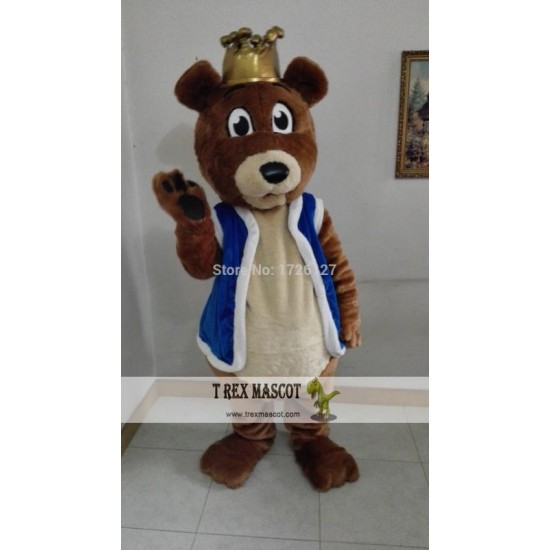 Plush Bear King Mascot Costume