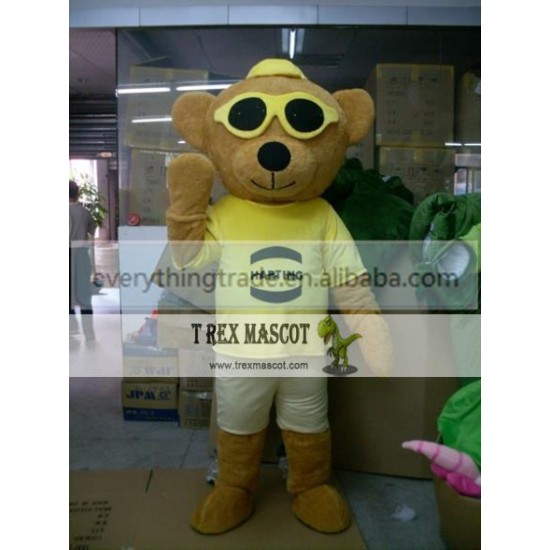 Adult Bear Mascot Costume with Glass