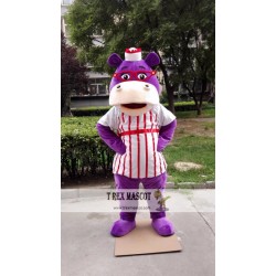 Purple Hippo Mascot Costume