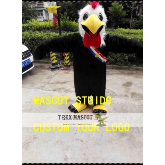 Black Rooster Mascot Costume Chicken Cock Costume